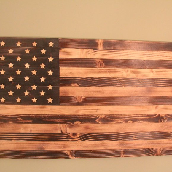 Handmade Wooden American Flag, 39/19 inch - Picture 15 of 16
